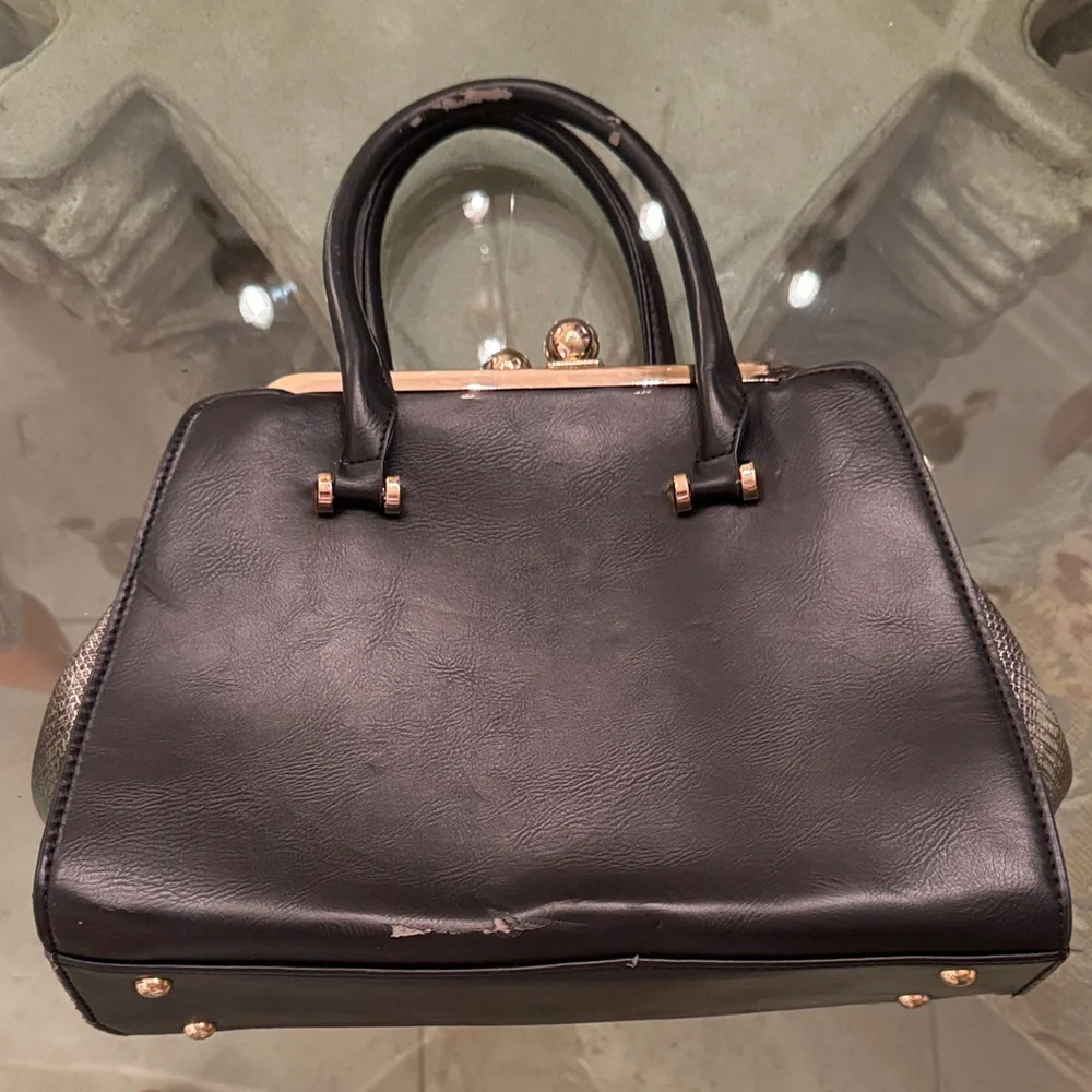 Chic Black Leather Satchel